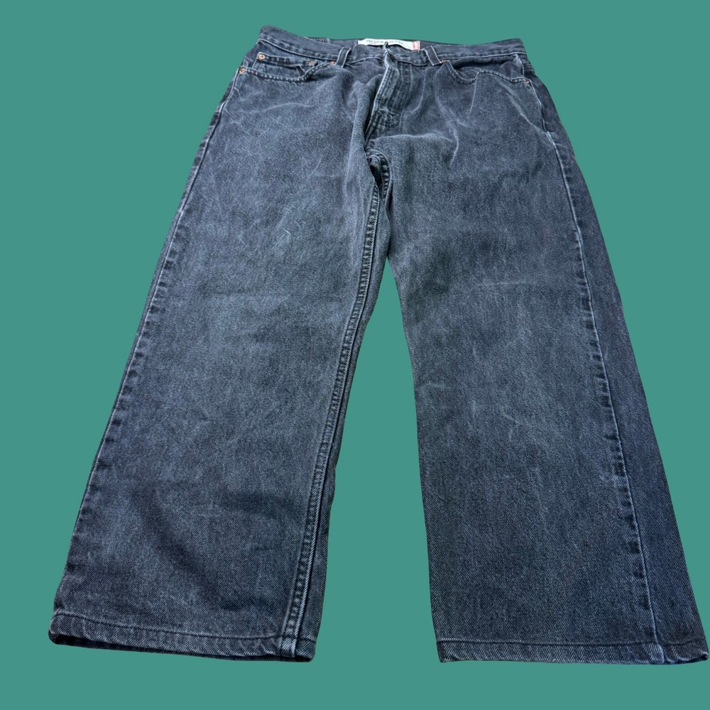 Levis 505 Jeans 34x25 Regular Fit Straight Leg Faded Black Denim Made in Mexico